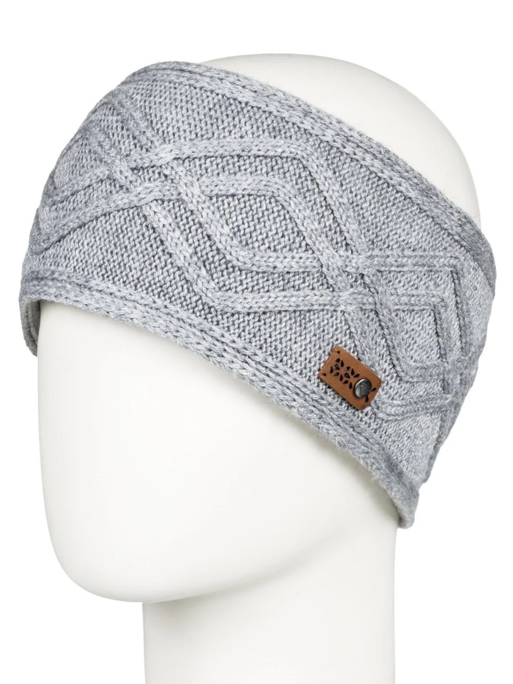Roxy Light Gray Cable Knit Headwrap with Button Accent